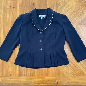Danny & Nicole Blue Blazer 6P Shoulder Pads Pleats 1990s